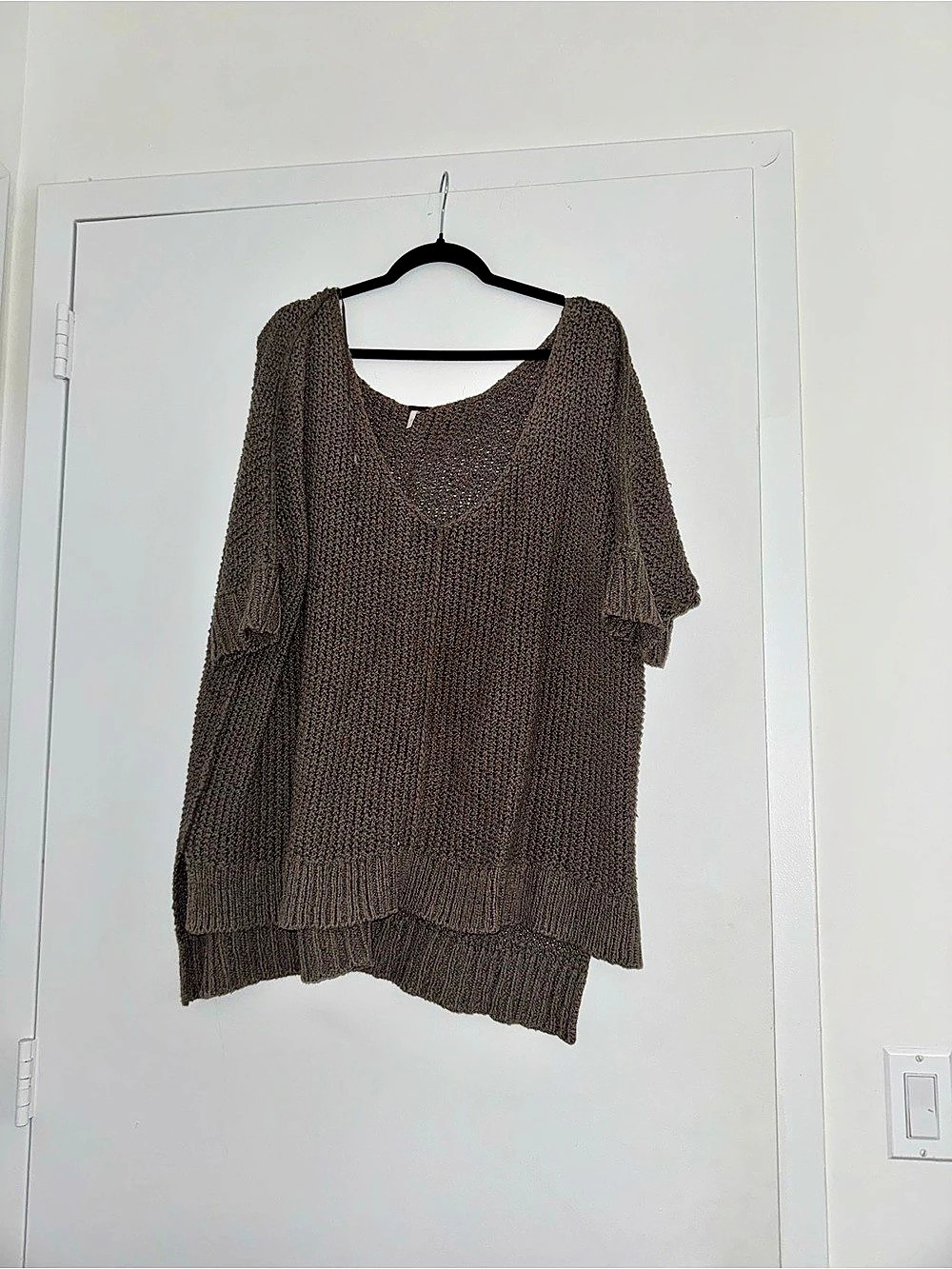 Free People Brown Knit Short Sleeve Sweater
